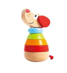 Hape Apilable Pepe Arcoíris | Perro de Juguete para Apilar | Multicolor con Sonido | Juguete Educativo para Niños de 12 Meses+