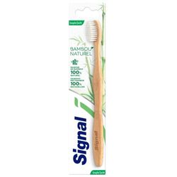 SIGNAL - Brosse à Dents Bambou Naturel - Brossage confortable & efficace - Nettoyage en douceur - emballage en carton - Souple x1