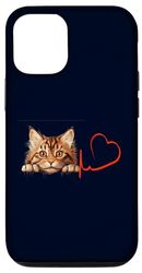 Coque pour iPhone 14 Maine Coon Cat My Heartbeat ECG Funny Cats My Cardio