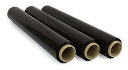 OFITURIA Pellicola nera per imballaggio da 50 cm x 200 metri di lunghezza – rotolo di pellicola elastica manuale per imballaggio industriale – 3 pezzi