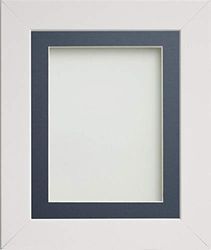 Frame Company Watson Range White 12x10 inch Picture Photo Frame with Blue Mount for Image 8x6 inch *Choice of Sizes* Fitted with Real Glass