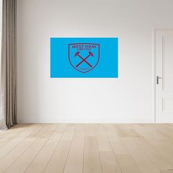 Licence Decor West Ham United FC Stickers muraux en vinyle Motif écusson bleu Taille M 100 x 60 cm