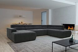 DOMO. collection Brandon - Sofá con Respaldo y Ajuste de Profundidad del Asiento en Forma de U, tapizado 359 x 228 x 80 cm, Color Gris, DKL. Gris