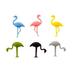 Koala Spain Markers Wine Glasses, 3D Flamingos of 6 Colours (Pack of 6)
