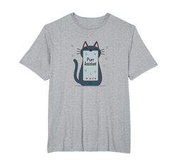 Asistente de ronroneo: Lindo diseño de teléfono Inteligente de Gato para Amantes de Las Camiseta, Hombre Tallas Grandes, Gris Jaspeado, 3X Alto