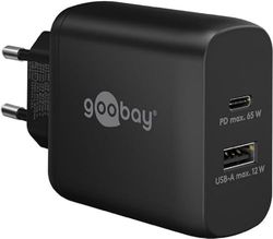 Goobay 65409 Dual Charger 65W / USB-C & USB-A Caricatore rapido Power Delivery/Alimentatore di ricarica con 2 porte USB/caricatore per cellulare, iPad, tablet, ecc.