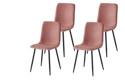 Hela Tische, Set di 4 sedie da pranzo Lipsia, rivestimento in velluto a coste, colore rosso, tubi rotondi, piedini in metallo, portata 120 kg
