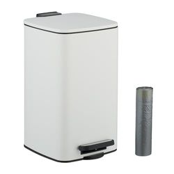 Relaxdays Pattumiera per Cosmetici, 8 l, con abbassamento Automatico, Secchio Interno Rimovibile, in Metallo, con Sacchetto per la Spazzatura, Colore: Bianco