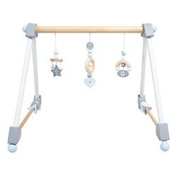 roba Ginásio de desenvolvimento de madeira para bebés miffy, trapézio com 3 pingentes e formas giratórias, arco de jogos resistente, natural / cores pastel