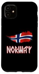 Carcasa para iPhone 11 Diseño de bandera de estilo nórdico antiguo de Noruega