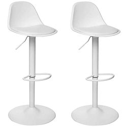 ATMOSPHERA CREATEUR D'INTERIEUR Well Home Furniture & Decoration Set of 2 Bar Stools Adjustable in Height, White, D 45 x H 103 cm