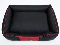 HobbyDog R3 CEPCZC1 Cesar Perfect XL (R3) Panier pour Chien en Cuir synthétique avec Bandes Rouges Noir Taille L 95 x 73 cm 5 kg