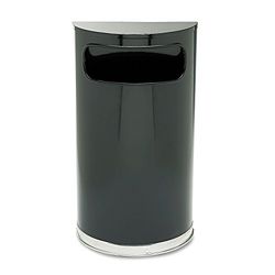 Rubbermaid Commercial Products FGSO820PLBK Réceptacle de Déchets de Séries Européen et Métallique, 34 L, Acier Inoxydable, Demi-Lune, Noir/Chrome