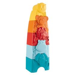 Chicco Eco+ Dierentoren, Stapelbare Toren en Stapelvormen, 5 gekleurde stapelbare vormen, Gerecycled Plastic, Ontwikkelt Logica en Handvaardigheid, Made in Italy, Educatieve Spellen, 9-36 Maanden