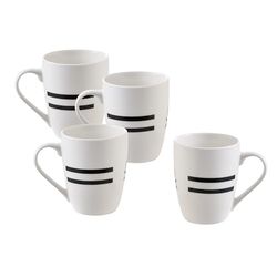 UNITED COLORS OF BENETTON. BE112 Set 4p mugs 11cm 360ml ny ben Kina design logotyp tryckt svart hus Benetton, lergods