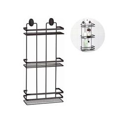 Mensola Rettangolare da Bagno con 3 Ripiani - Scaffale per Doccia a Muro con 3 Mensole, in Acciaio, 24x50x11cm, Nero