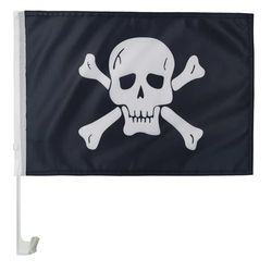 AZ FLAG - Drapeau Pirate tête de mort Pour Décoration Voiture Avec Attaches En PVC Et Système d'Accroche - Car Flag Corsaire - 100% Polyester - 50g - 45x30 cm