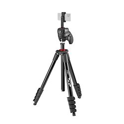 JOBY Compact Action Kit, Treppiede Smartphone/Fotocamera con Testa a Sfera, Attacco a Sgancio Rapido Universale ¼-20”, Supporto Smartphone, Borsa Trasporto, Reflex, Mirrorless, Nero, Capacità 1,5 Kg