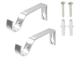 HomeElabador Curtain Pole Rod Bracket Pipe Holder 19mm Heavy Duty Drapery Ring Hook Sturdy Metal Alloy (Silver)