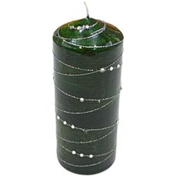 Velas decorativas de mesa con diseño de piedras preciosas, 16 x 7 cm, color verde oscuro.