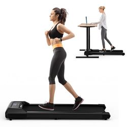 COSTWAY Tapis roulant 2 in 1 sotto la scrivania, Walking Pad con indicatore LED e telecomando, 1-6 km/h, Treadmill per casa e ufficio, portata 120 kg (nero)