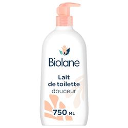 BIOLANE - Toalettmjölk 750 ml - Baby - ny förpackning - rengör ansikte, kropp och säte - utan sköljning - mjuk och lugnande - 99% naturligt ursprung