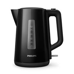 Philips Series 3000 Bollitore, Capacità 1,7 L, Formato Famiglia, Resistenza Piatta, Spia Luminosa LED, Facile Riempimento, Indicatore in Tazze, Nero (HD9318/20)