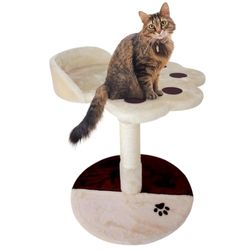 Mobiclinic, Krabpaal, Oliver, Kattenkrabpaal, Kattenspeelgoed, Krabpaal voor katten, Zacht gevoerde basis, Ondersteunt tot 10 kg, Sisaltouw voor krabben, Pluche, Klein formaat, Beige