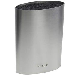 Coninx Saporo Ceppo Coltelli Acciaio Inox - Porta Coltelli Cucina - Ceppo Coltelli Vuoto - Ceppo Coltelli Universale senza Coltelli - Recupera Spazio nella tua Cucina - 6.4 x 22 x 16.5 cm