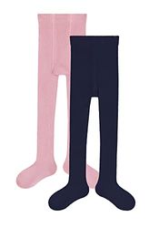 Camano Online Children-Leggings in Cotone Organico, Confezione da 2 Calze, Navy + Fucsia, 62 Unisex-Bambini e Ragazzi