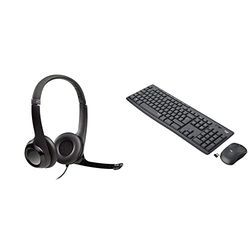 Logitech H390 Cuffie Cablate, Cuffia Stereo con Microfono Regolabile con Cancellazione del ‎‎Rumore & MK295 Kit Mouse e Tastiera Wireless – Tecnologia SilentTouch, Tastierino Numerico