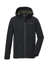 killtec Jongens Softshell jack met capuchon/outdoorjack is waterafstotend KOW 157 BYS SFTSHLL JCKT, black, 152, 40913-000