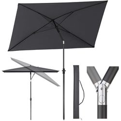 Sekey Parasol met beschermhoes, balkonscherm, tuinscherm, terrasparasol, zonbescherming UPF50+, kantelbaar, in hoogte verstelbaar, rechthoekig, donkergrijs