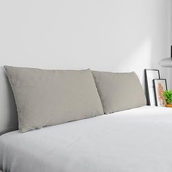 Pair of Elegant Pillowcases Made in Italy, Light Grey, 52 x 82 cm