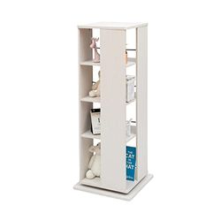 Iris Ohyama, Vridbar hylla / Creative 360° vridbar hylla / Tower Media Display Rack och 4 hyllor, Design, Kontorsrum - Revolving Book Shelf - RBS-4S - vit ek