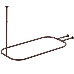 PrettyHome Barra de cortina de ducha con forma cuadrada para baño, resistente, no se oxida, barra de ducha ovalada de 58.3 x 24 pulgadas para bañera con patas de garras, para bañeras de pie, color
