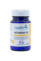 H4U Vitamina D3 Niños - Ayuda a la Absorción del Calcio y al Desarrollo de Huesos y Dientes Saludables - 30 Cápsulas Vegetales de 545 mg - Con 200 UI de Vitmanina D3 - Sin Gluten