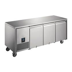 Polar Refrigeration U-Series 670W Premium Table négative à 3 Portes 420 litres, Acier inoxydable, -22°C à -18°C, 850(H)x1885(L)x660(P)mm, Portes verrouillables, Classe énergétique D, UA008