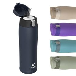 AORIN Drinkfles, 500 ml, 18/8 roestvrij staal, lekvrij, voor kinderen, met rietje, BPA-vrij, school, sport, water, fiets