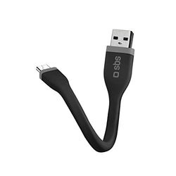 SBS Micro Cavo Dati e Ricarica, Lunghezza 12 cm, Connettori USB, Micro USB, Finitura Piatta Antigroviglio, per Smartphone, Tablet, Laptop, Pc, Nero