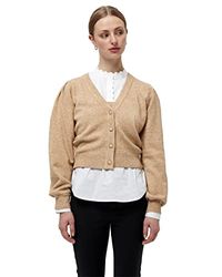 Minus Dames Mary Knit Cardigan Sweater, Light Leather Brown Melange, L