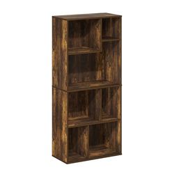 Furinno Daly 7-Cube Onregelmatige Kubussen Boekenkast, Boekenplank, Opbergorganizer, Amber Pine
