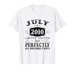 Regalo 14 Años Cumpleaños Hombre Original Julio 2010 Camiseta