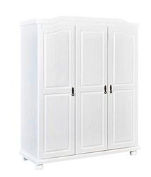 Inter Link - Armário - 3 portas - 5 espaços - Com espaço para pendurar - Armário de pinho maciço - Envernizado branco - Largura: 150 cm Fundo: 56 cm Alto : 180 cm - Bastian