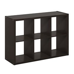 Furinno Kubus Open rug Decoratieve Cube Storage Organizer, 6-Cube, Donker Eiken