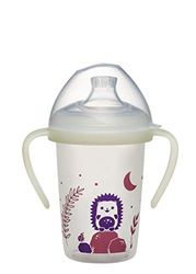 nip First Moments Gourde d'apprentissage Day & Night Hérisson : à partir de 6 mois, bec anti-fuite avec poignée luminescente, 270 ml