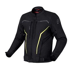 OZONE MOTO Delta IV Motorcykeljacka för män | Vattentätt membran | Skydd för armbågar och axlar | 3 ventilationskanaler | reflekterande element | 4 fickor, Svart/Fluo Gul, 6XL