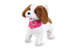 Jamara 460340 - RC Peluche Chien Blanc/Brun 27MHz – Remue sa Queue, Bouge Son museau, Bouge sa tête