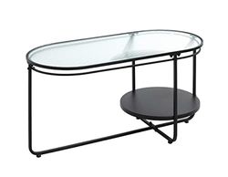 HAKU Möbel Tavolo da caffè nero, Metallo, vetro di sicurezza - Dim. L 90 cm x A 49 cm x P 42 cm, Stile Moderno