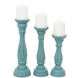 Deco 79 Madeira Candle Holder, azul, 15" x 13" x 11"